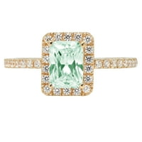 1.86ct smaragdni rez zeleni simulirani dijamant 18k žuti zlatni godišnjički angažman halo prstena veličine