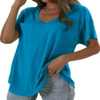 Nizine žene Ljetne casual vrhove T-majice Tunnic s kratkim rukavima Visoka niska bluza Jednobojna Basic