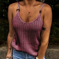 Bazyrey Womens Ljetni vrhovi Čvrsta tiskana kamisole žensko Halter casual majice bez rukava u boji T-majice