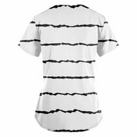 Ženske vrhove Crew Crt Striped bluza Ležerne prilike za ženske majice Skraćeno ljeto bijelo 2xl