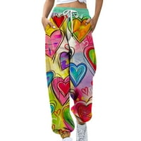 Ženske joggers hlače izvlačenje elastičnih struka pune hlače Duksevi hlače Slatko srce Print pant za