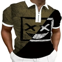 Bomotoo muške polo majice rever izrez T majice Geometrijski tisak Tee casual bluza plaža majica Brown