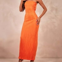 Absuyy ljetne haljine kratki rukav čipke Crewneck haljine haljine narančaste veličine s