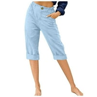 Rewentine ženske hlače sa širokim nogama visoke struke ravno hlače Ležerne hlače Sky Blue 10
