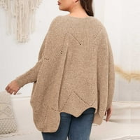 Zimski džemper sa ženskim džemper za žene casual crewneck plus veličina pletena izdubljena pulover džemper