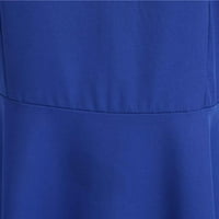 Clearmanske ljetne haljine za žene kratki kratki rukav modni a-linijski košulja od vrata s škap plavom