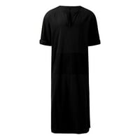 Iopqo Muške majice Muški Ležerne prilike modne pamučne posteljine V izrez dugih rukava haljina haljina