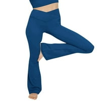 Jeanewpole ženske visoke strukske hlače joge hlače široke noge visoko elastične modne tajice