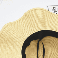 Ženska šešica široka ruba plaža Sun Cap sklopiva velika dama disketa prirodni papir pletenica za