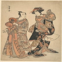 Treći Segawa Kikunojo kao Ochiyo i Bando Mitsugoro kao Hanbei Poster Print Katsukawa Shunsho