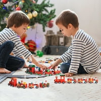 Pompotops Božićni ukrasi Drveni vlak Santa Claus Xmas Festival Ornament Domaći dekor Dječji pokloni,