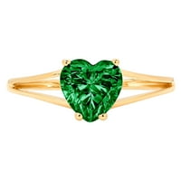 1.0ct srce zelenog simulirano smaragd 14K žuto zlato graviranje izjava godišnjica angažmana vjenčanog