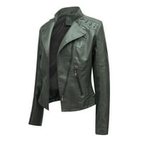 Kožna jakna za žene Ležerne prilike pune boje PU Biker kaput rever up jaknu Fau kožna moto jakna sa