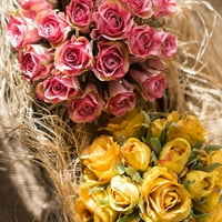 Bouquet umjetna ruža mala ružičasta žuta ruža