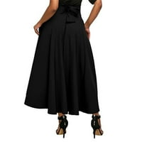 MA & Baby Women High Squik Linija dugačka suknja Vintage Flared Pleated Maxi suknja sa džepom