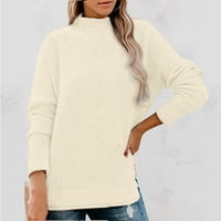 Ženski džemper sa dugim rukavima Osnovni pulover Top Ležerne prilike Plit Jumper Bež veličina m