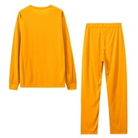 DUHOLIFER Ženska dva outfit dugih rukava od pulover sa kratkim vratima i duge hlače TrackSUIT žuta x-velika
