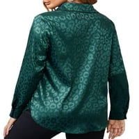 Haite Womens Dressy Tops bluze s dugim rukavima Gumb u obliku reverske majice Modne dame Leopard Print