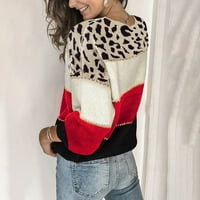 Dupljivi džemperi za žene Clearence Casual dugi rukav pulover pletenja Leopard Stight CrewNeck Loose