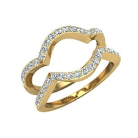 Duo Diamond Wedding Bands koji se podudaraju sa okruglim dijamantnim isprepletenim prstenom 14k zlato