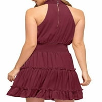 Bomotoo Žene Ležerne prilike sandress tunika rukava kratke mini haljine Boemska majica Ruffle majica haljina