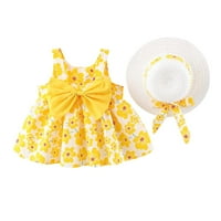Penkaiy Toddler Kids Girls Ljetna cvjetna haljina + hat dvodijelni odijelo Princess haljina Tutu haljine