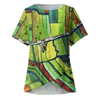 Bluza Fabiurt za žene Žene Ljeto Ležerne prilike Udobni blok u boji Print Okrugli vrat Majica kratkih