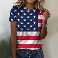 Košulje za žene GRAFIC TEE Dan nezavisnosti za ispise Dnevne ljetne košulje za O vrat Termence American