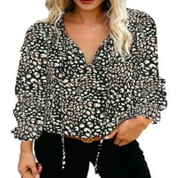 Dame Flowy Tunic Bluse Casual Dailywer majica V izrez Loose Loungewear Majica TEE br. XL
