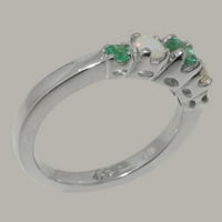 Britanci napravio 9k bijeli zlatni prirodni smaragdni i opal ženski prsten - veličine opcija - veličine