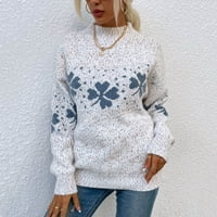 Ženska božićna polovica pulover s visokim vratom Džemper s moći bijeli m