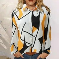 Ženska modna print casual majica s gumbom košulja s dugim rukavima bluza s dugim rukavima TOP tipka