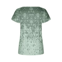 Žene Paisley cvjetna bluza Kratki rukav Košulje Modne majice Square Craft Crster Ters Ljetni trendy