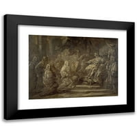 Charles-André van Loo Crni moderni uokvireni muzej umjetnički print pod nazivom - Louis XV prijemnik