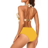 Gotyou Kupio sa kupaćim kostima Bikini Visoki struk Bikini Set Hard Wrap kupaći kostim Yellow XL