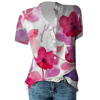 FOPP prodavač ženskog tiskanog kratkog rukava s kratkim rukavima - Ležerna majica dolje Hot Pink L