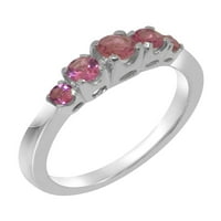 Britanci napravio 9k bijeli zlatni prirodni ružičasti turmalin ženski prsten za opseg - veličine opcija - veličine 11.5
