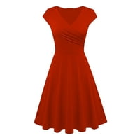Strugten Fashion Wone Solid Color Haljina V-izrez kratka rukava Večernja haljina duge haljine za žene