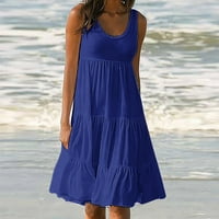 Finelylove sunčane haljine za žensku haljinu za čišćenje Crew izrez s punim rukavima, peplum tamno plava