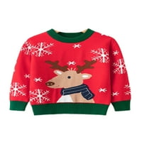 Cindysus Toddler Termalni božićni džemper djeca slatka pulover Elk Print na otvorenom Xmas labavi pleteni