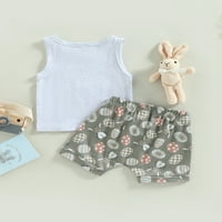 Baby Boys Ljetna odjeća setovi slatka slova Print The Print majica bez rukava bez rukava + hlače od