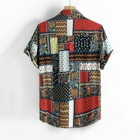 Strungten Muški vintage etničko stil Štampanje labavo kratkih rukava Okruga Ležerne košulja MENS majica