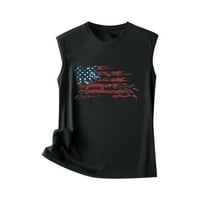 PBNBP Ženske grafičke majice 4. srpnja Američka zastava Crewneck majica bez rukava Ljetni povremeni