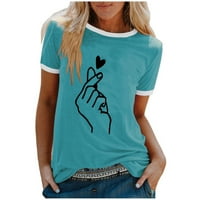 RBAOFUJIE majice za žene Ženska moda Ležerne prilike za ispis Labavi kratkih rukava Pulover vrhovi Wemens