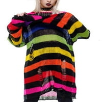 Žene Muškarci Striped prevelizirani puloveri za pulovere ripped punk gotic Grunge dugi džemperi vrhovi