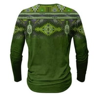 Camisas para Hombres Stalni odjeća Muška vanjska vintage V-izrez Dugi rukav modni sportski majica zelena