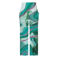 Caveitl Cropped pantalone za žene Ležerne prilike, Ležerne prilike za ispis Elastični usred struka Udobne široke labave hlače Mint Green, M