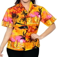Uvala ženska funky havajska majica kratkih rukava na plaži XL Orange_x53