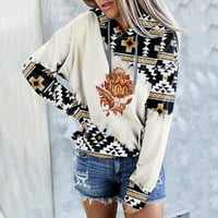 Slatke dukseve za žene pulover Dukseri zapadni etnički print Vintage Casual Aztec Ispis dugih rukava