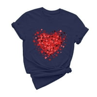 Valentinen košulja za žene Love Heart Print Graphic Tee Tors kratkih rukava T-majice Ljetni vrhovi Crewneck